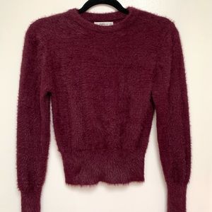 Zara knit burgundy fuzzy pullover